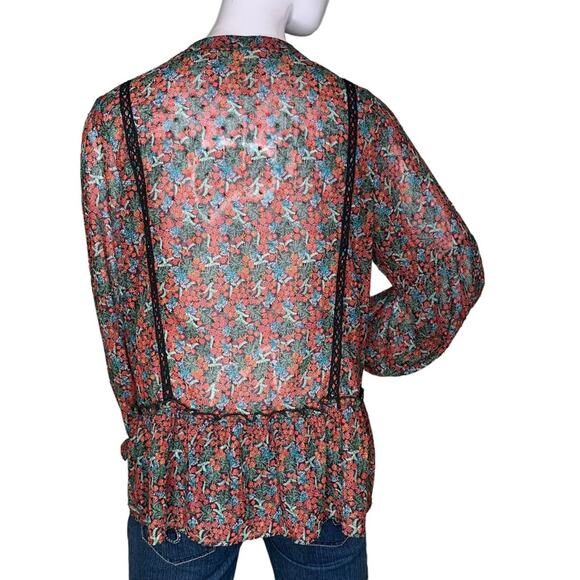Matilda Jane Women Sheer Top Size Small Long Sleeve Romantic Floral Print - Picture 6 of 10